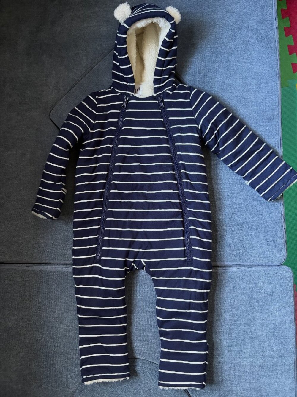 Baby Gap striped snowsuit (6-12 months)